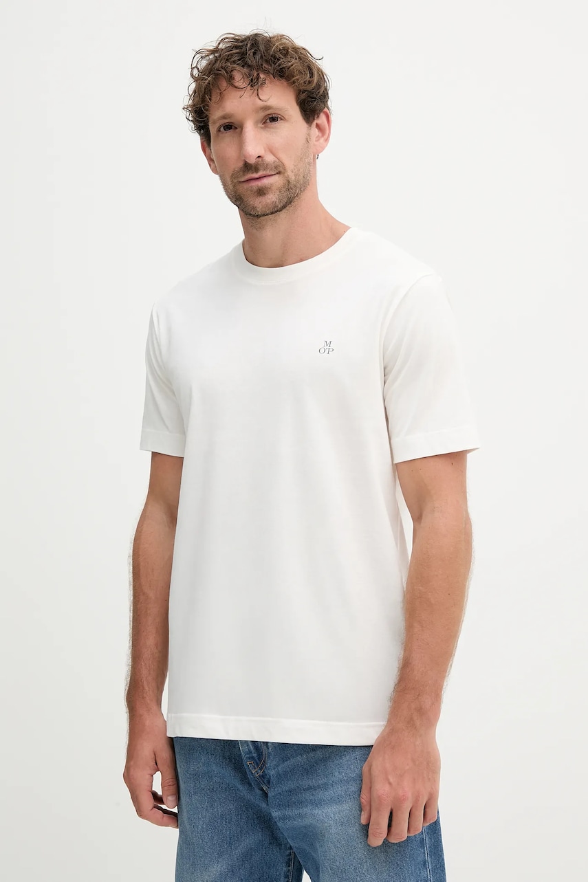 Marc O\'Polo tricou din bumbac culoarea bej, cu imprimeu, 526201251054