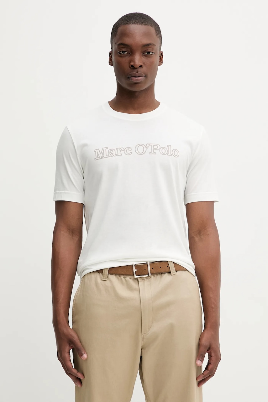 Marc O'Polo tricou din bumbac culoarea alb, cu imprimeu, 526201251154