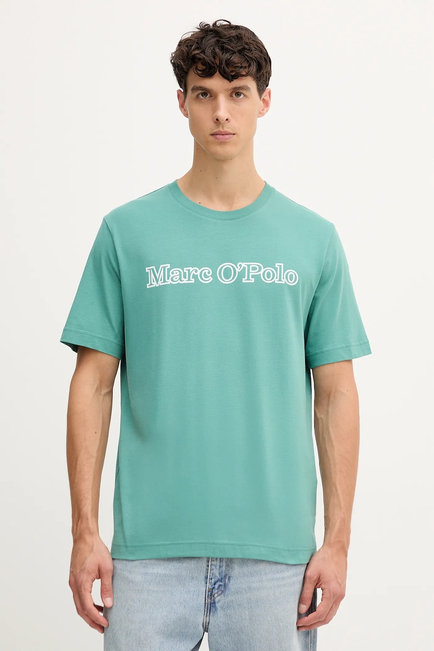 Marc O'Polo tricou din bumbac culoarea verde, cu imprimeu, 526201251154