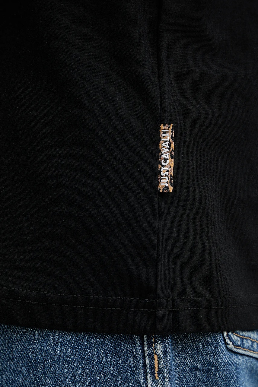 Βαμβακερό μπλουζάκι Just Cavalli ανδρικό, χρώμα: μαύρο, 79OAHE13 CJ110 φωτογραφία