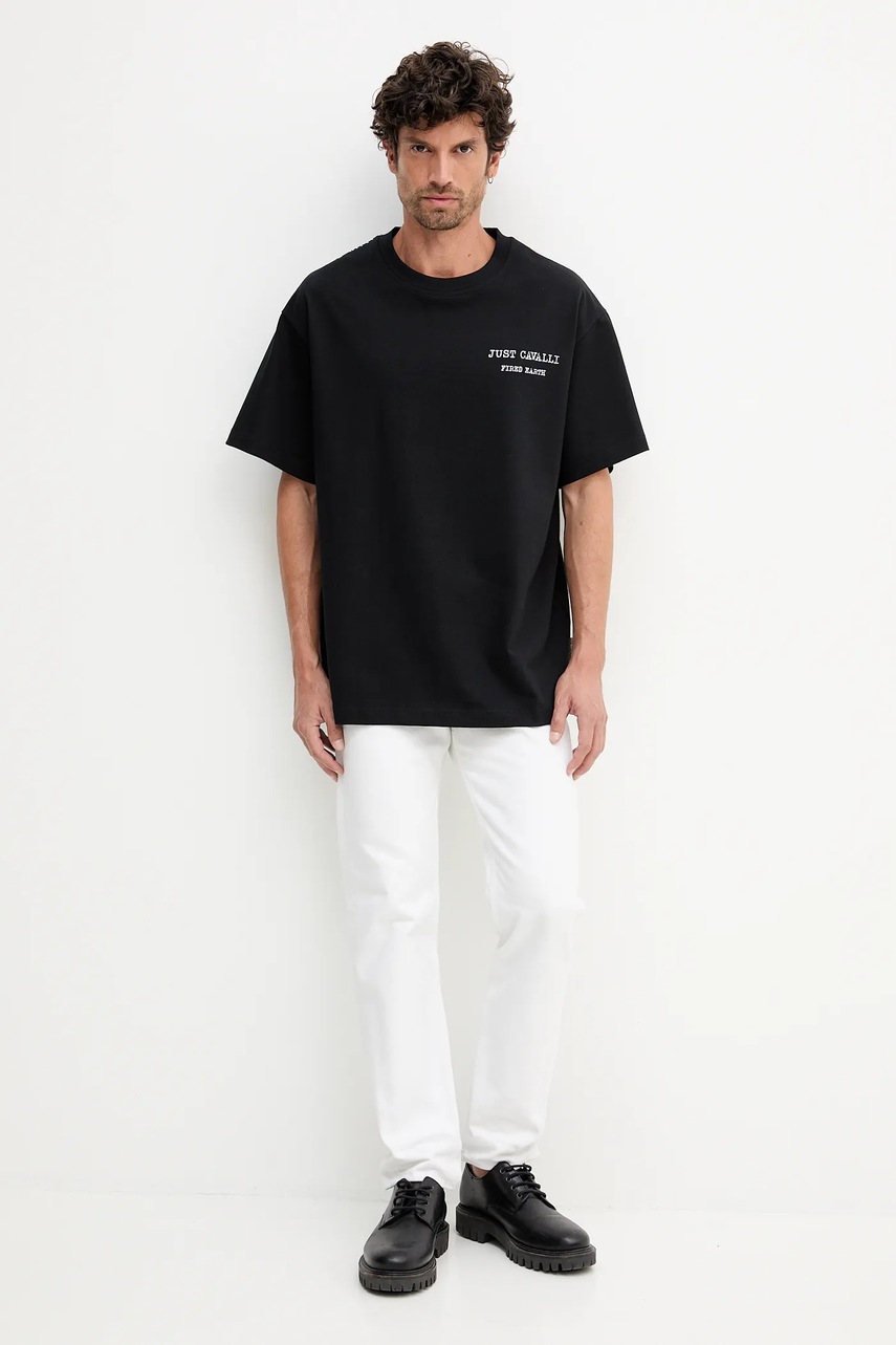 Хлопковая футболка Just Cavalli цвет чёрный узор 79OAHE14 CJ118