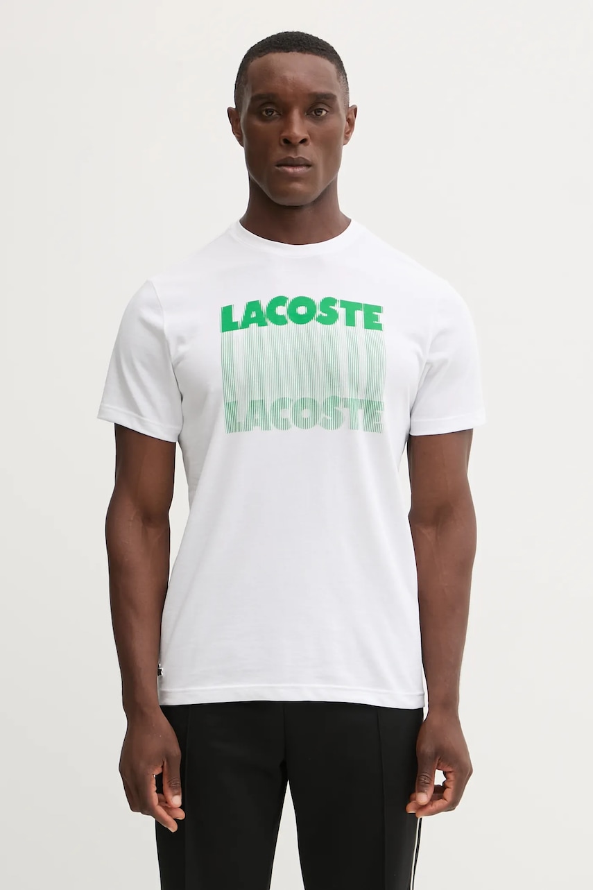 Lacoste tricou culoarea alb, cu imprimeu, TH4781 Lacoste tricou culoarea alb, cu imprimeu, TH4781