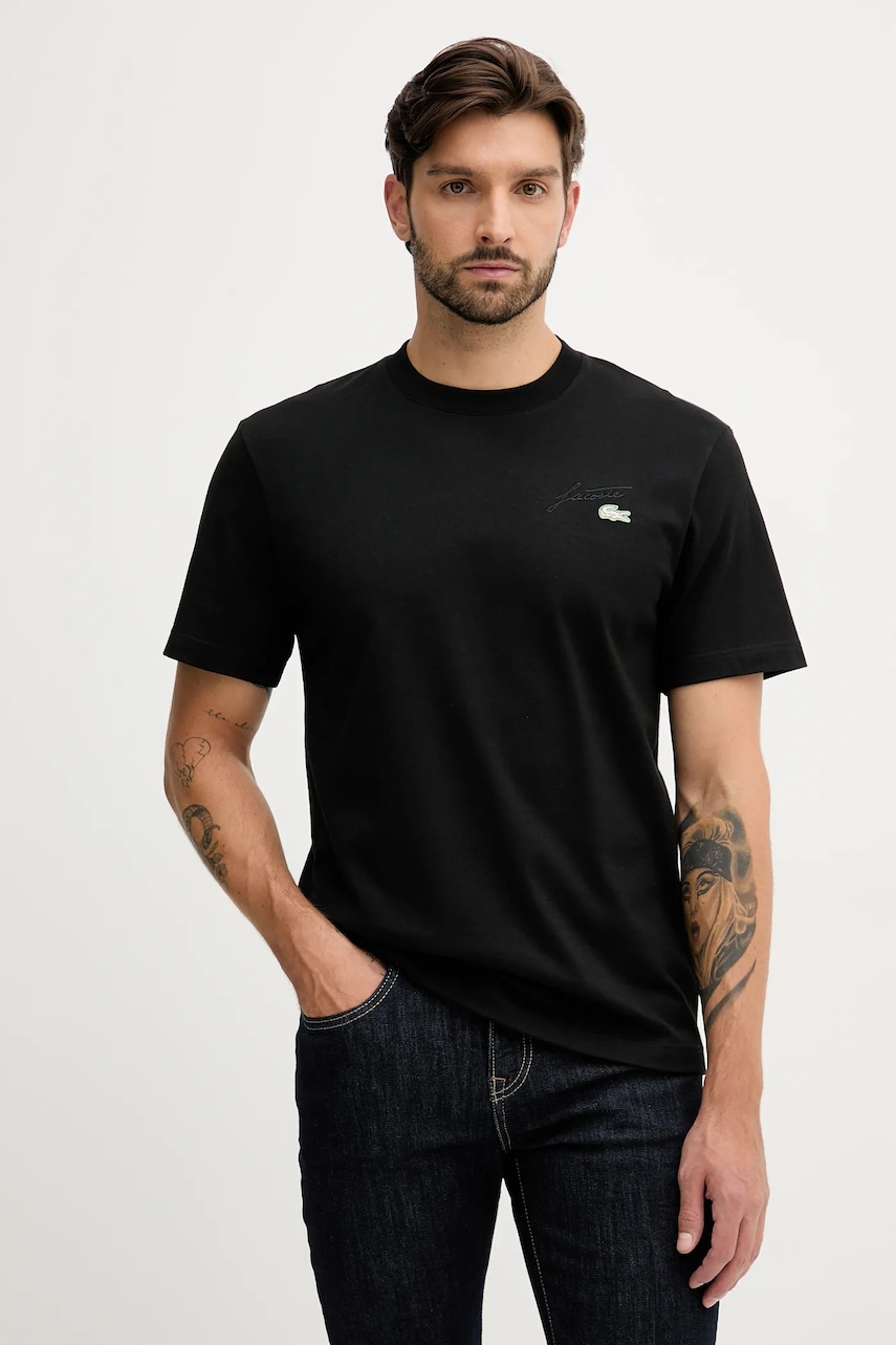 Lacoste tricou din bumbac culoarea negru, uni, TH5492