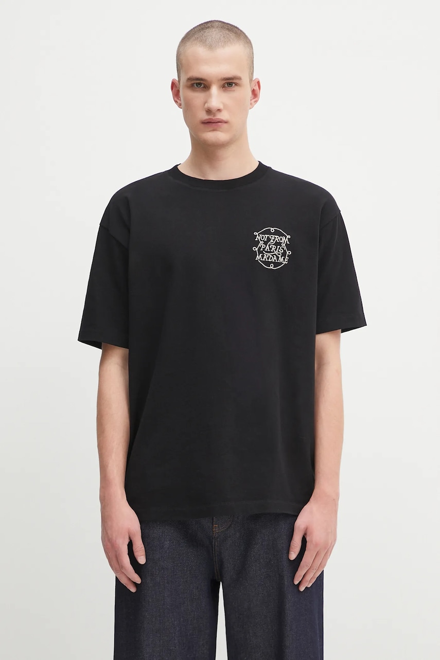 Drôle de Monsieur tricou din bumbac Le Tshirt Slogan Tresses culoarea negru, cu imprimeu, H.TS259.CO134