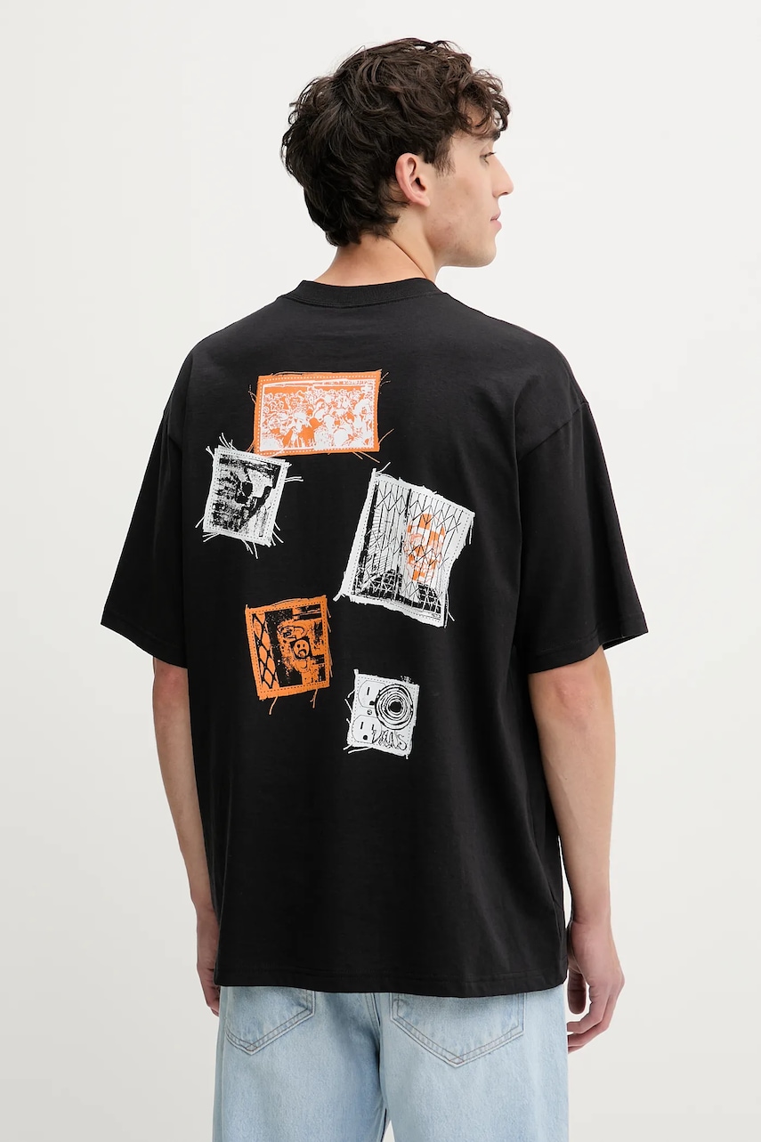 Levně Bavlněné tričko Vans pánské, černá barva, s potiskem, VN000PB9BLK1