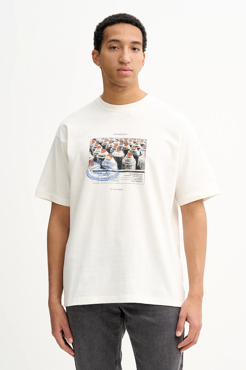 Vans tricou din bumbac culoarea bej, cu imprimeu, VN000PCXFS81