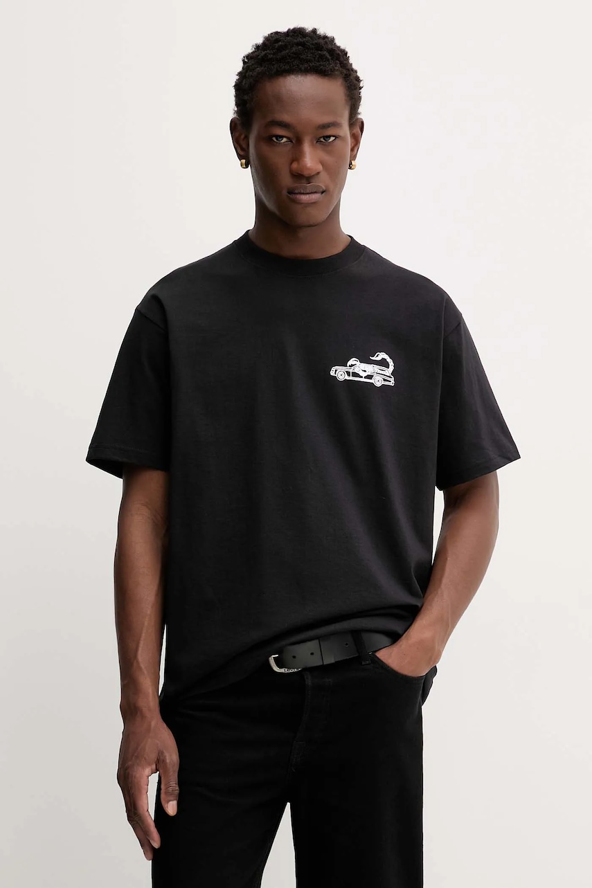 Vans tricou din bumbac culoarea negru, cu imprimeu, VN000PDABLK1