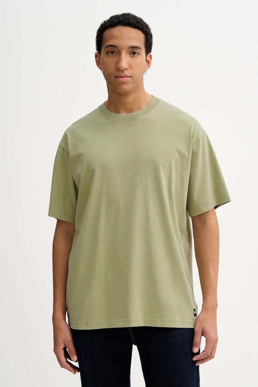 Vans tricou din bumbac culoarea verde, uni, VN000PFJEMZ1