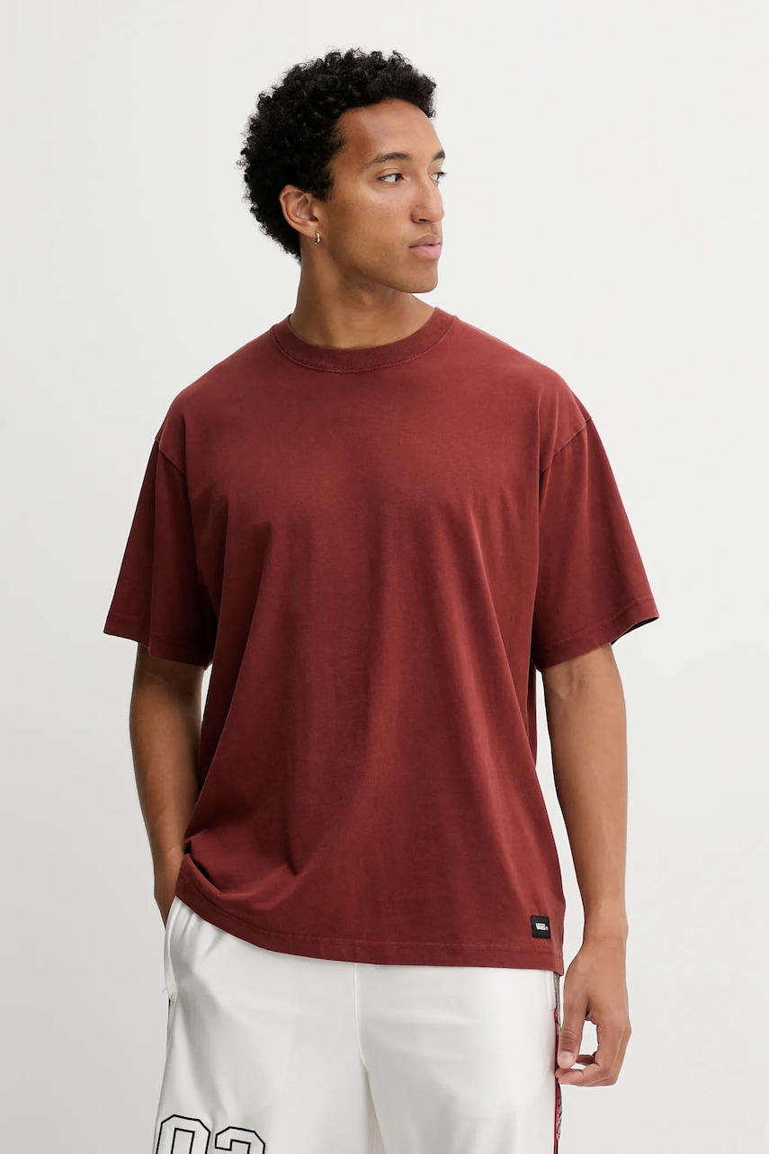 Vans tricou din bumbac culoarea portocaliu, uni, VN000PFJNB31