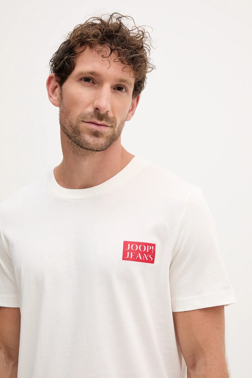 Βαμβακερό μπλουζάκι Joop! ανδρικό, χρώμα: μπεζ, 30047004 φωτογραφία