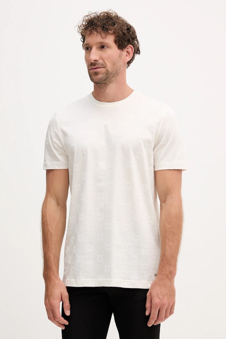 Joop! tricou din bumbac culoarea bej, cu imprimeu, 30046985