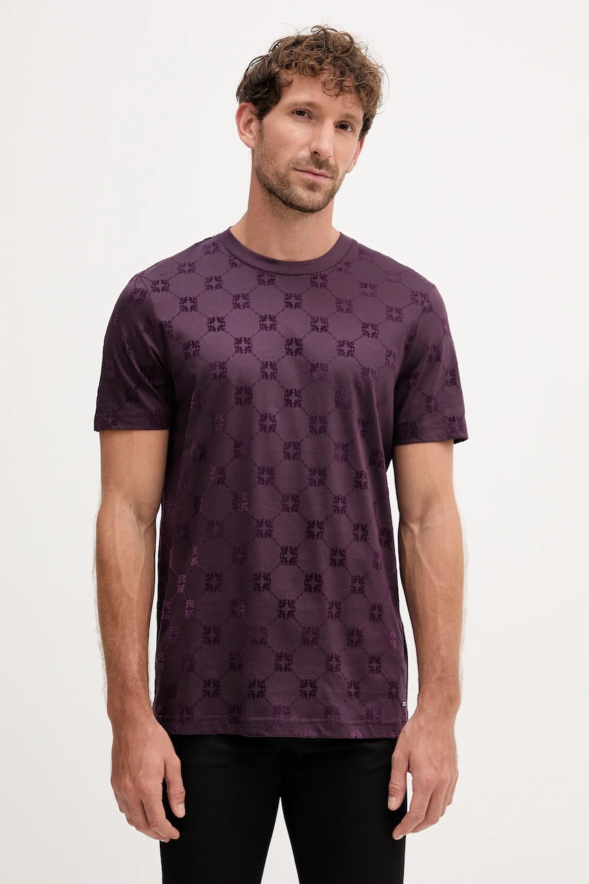 Joop! tricou din bumbac culoarea violet, cu imprimeu, 30046985