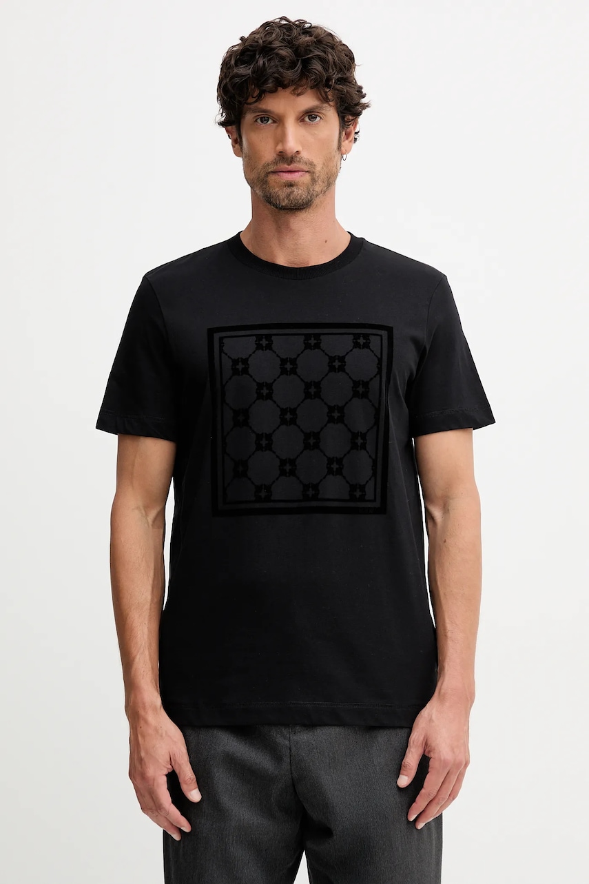Joop! tricou din bumbac culoarea bleumarin, cu imprimeu, 30047429