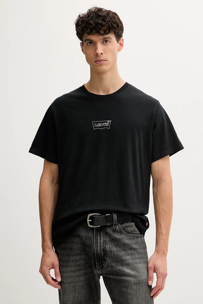 Levi\'s tricou din bumbac culoarea negru, cu imprimeu, A2082