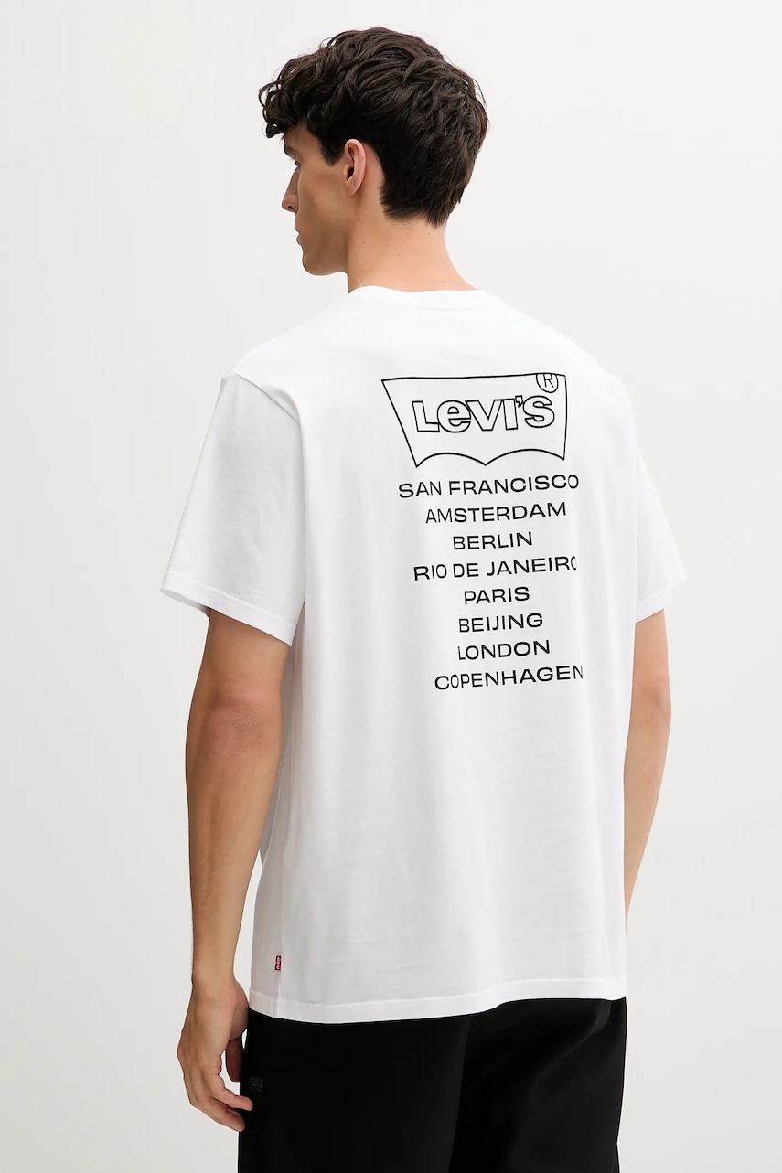 Levi\'s tricou din bumbac culoarea alb, cu imprimeu, A2082
