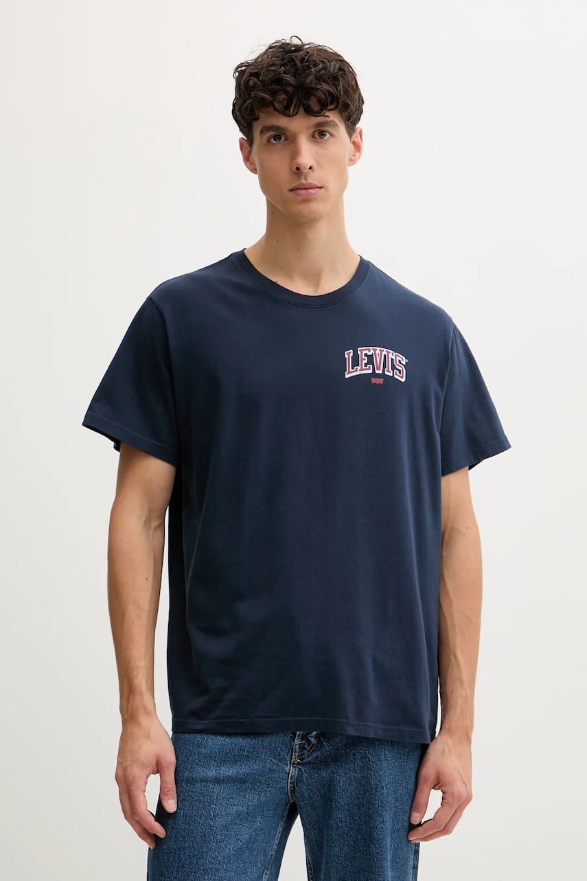 Levi\'s tricou din bumbac culoarea bleumarin, cu imprimeu, A2082