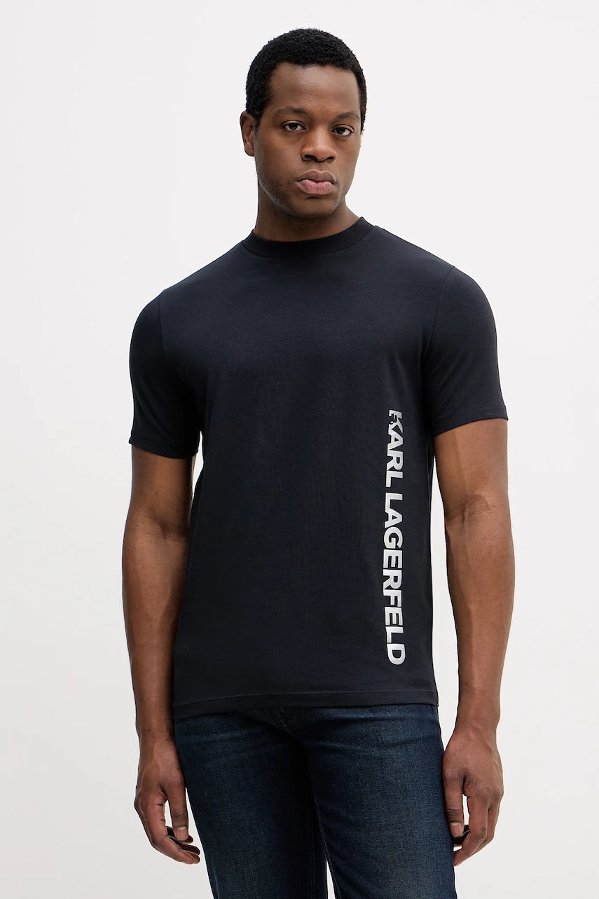 Karl Lagerfeld tricou culoarea bleumarin, cu imprimeu, 554235.755401