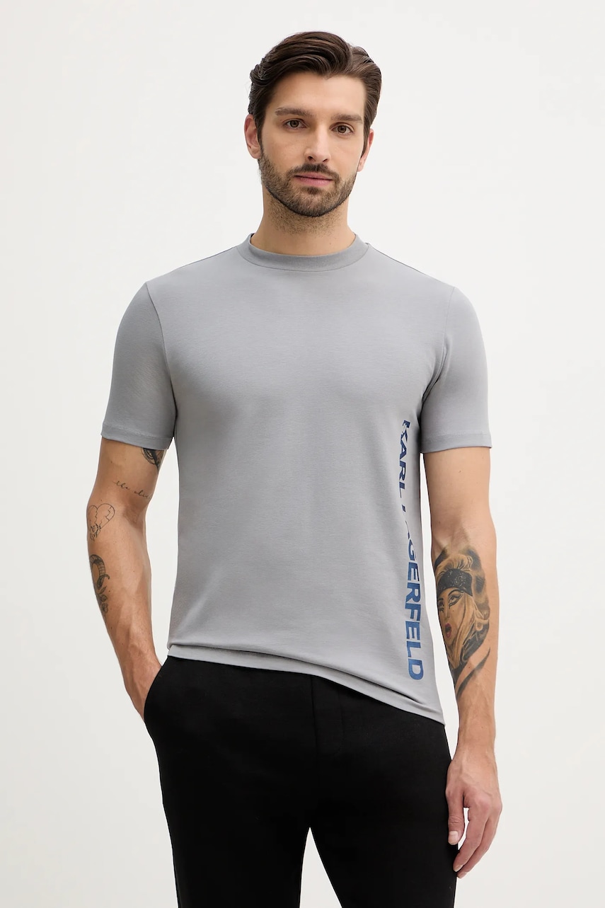 Karl Lagerfeld tricou culoarea gri, cu imprimeu, 554235.755401