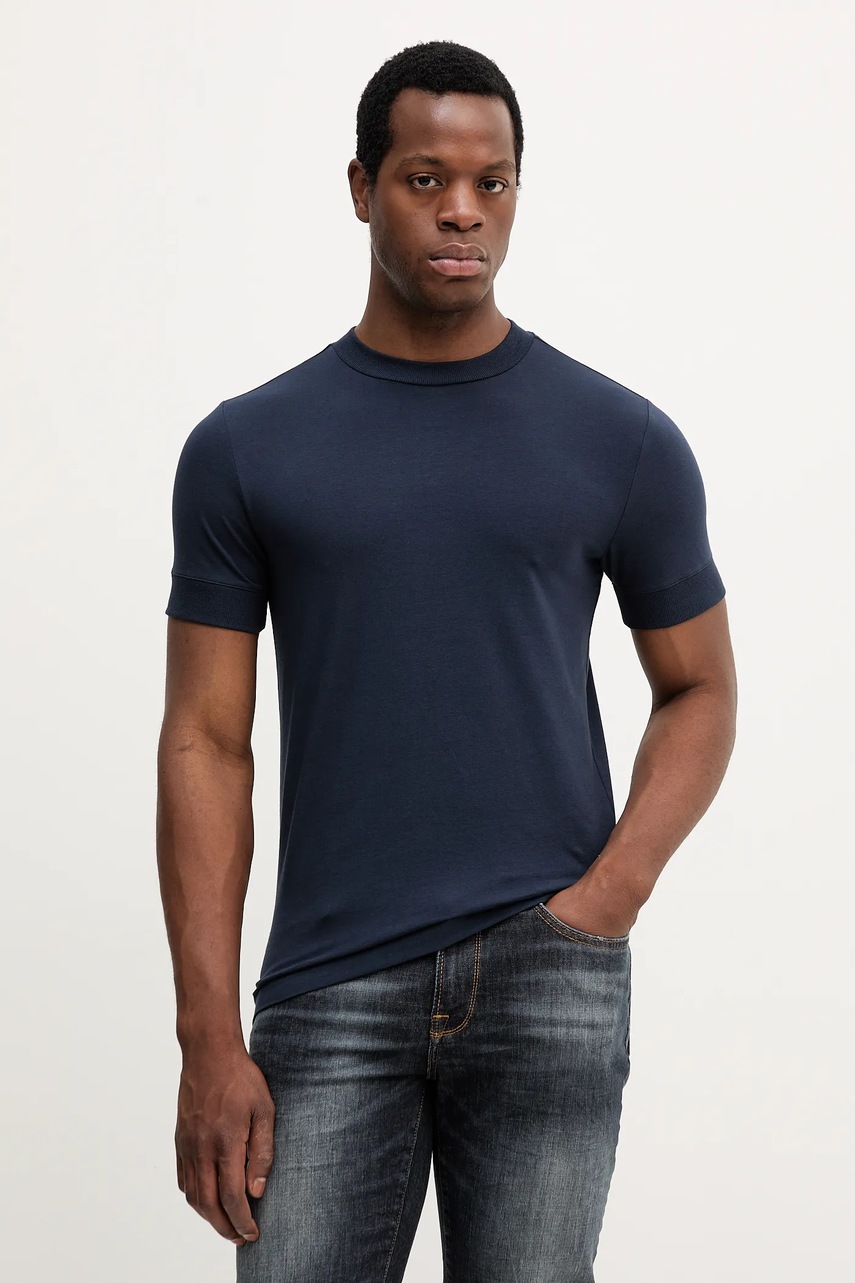Joop! tricou din bumbac culoarea bleumarin, uni, 30044716