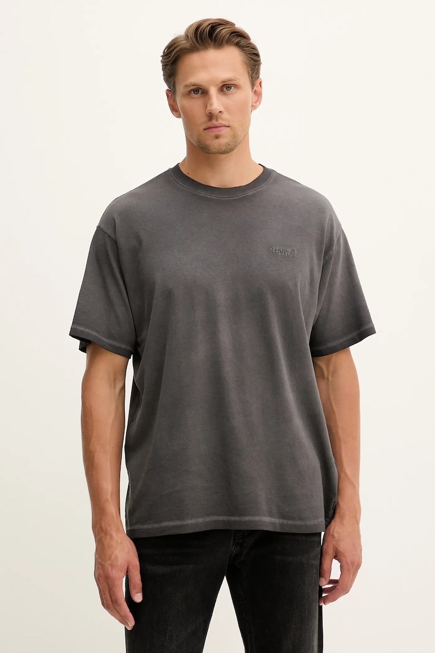 Levi's tricou din bumbac culoarea gri, neted, A0637