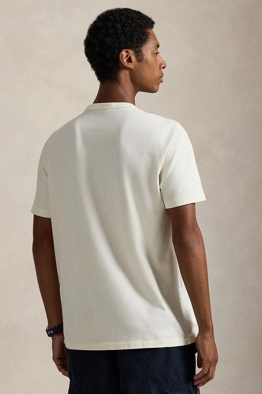 Хлопковая футболка Polo Ralph Lauren цвет бежевый однотонная 710P07548
