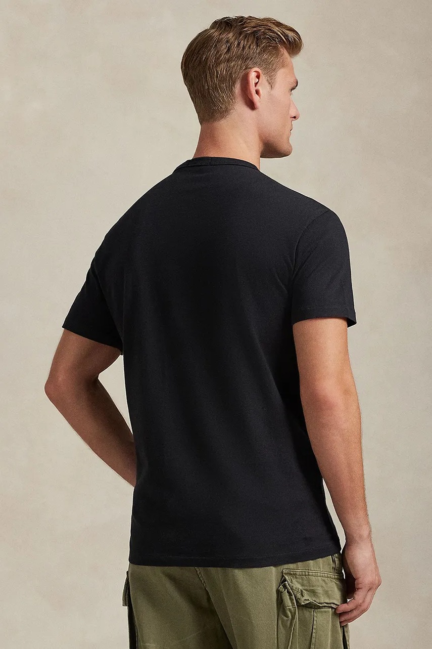 Хлопковая футболка Polo Ralph Lauren цвет чёрный однотонная 710P07548
