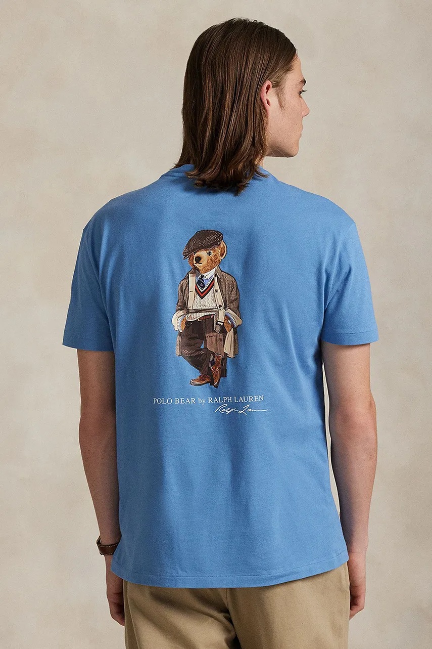 Levně Bavlněné tričko Polo Ralph Lauren pánské, modrá barva, 710P00084