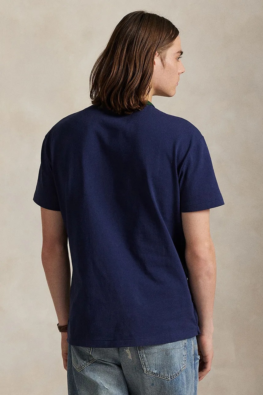 Хлопковая футболка Polo Ralph Lauren цвет синий с аппликацией 710P00092