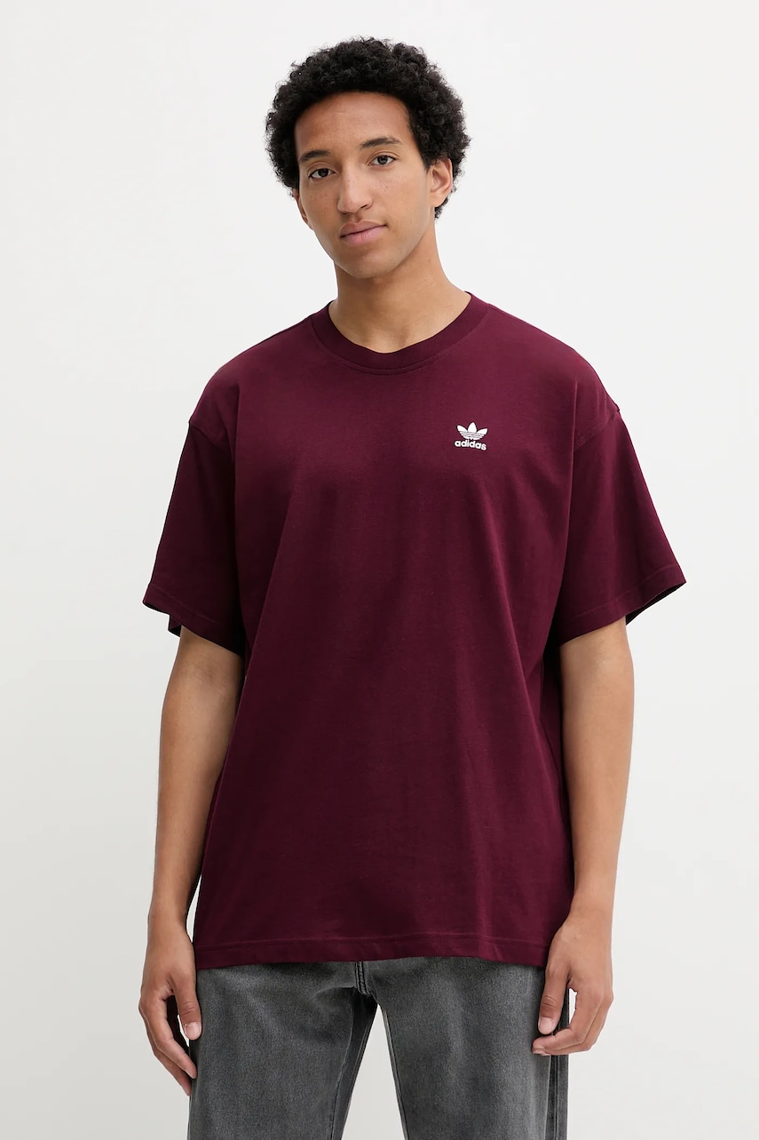 adidas Originals tricou din bumbac Essentials culoarea bordo, uni, KT0779