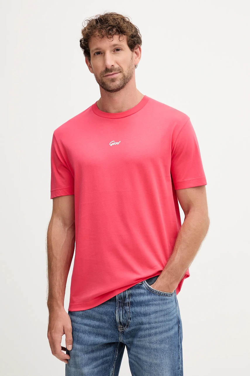 Gant tricou din bumbac culoarea roz, cu imprimeu, 2003343