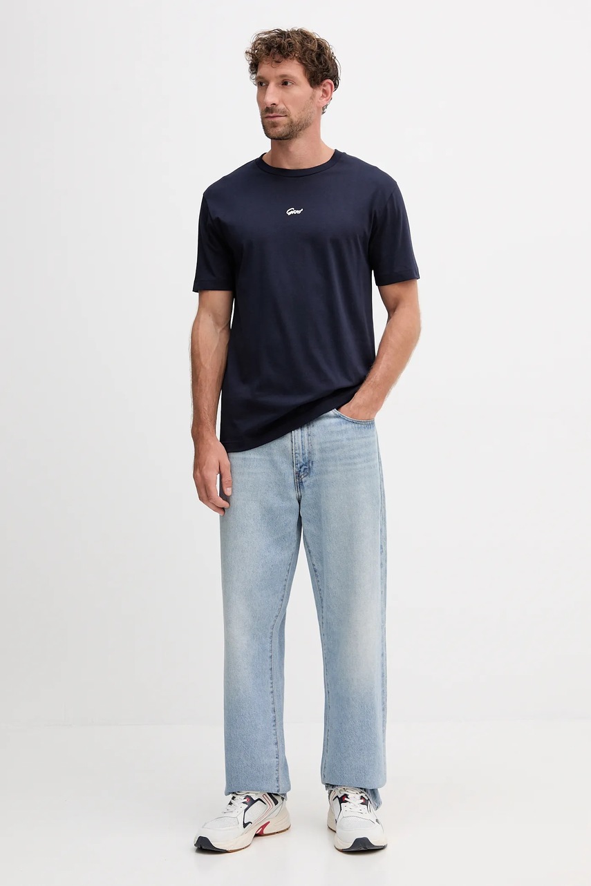 Хлопковая футболка Gant цвет синий с принтом 2003343