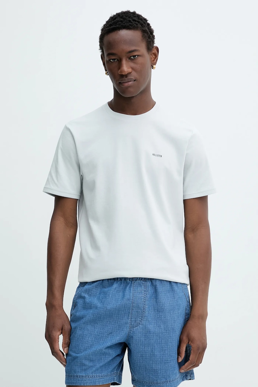 Hollister Co. tricou culoarea gri, uni, KI323-5499