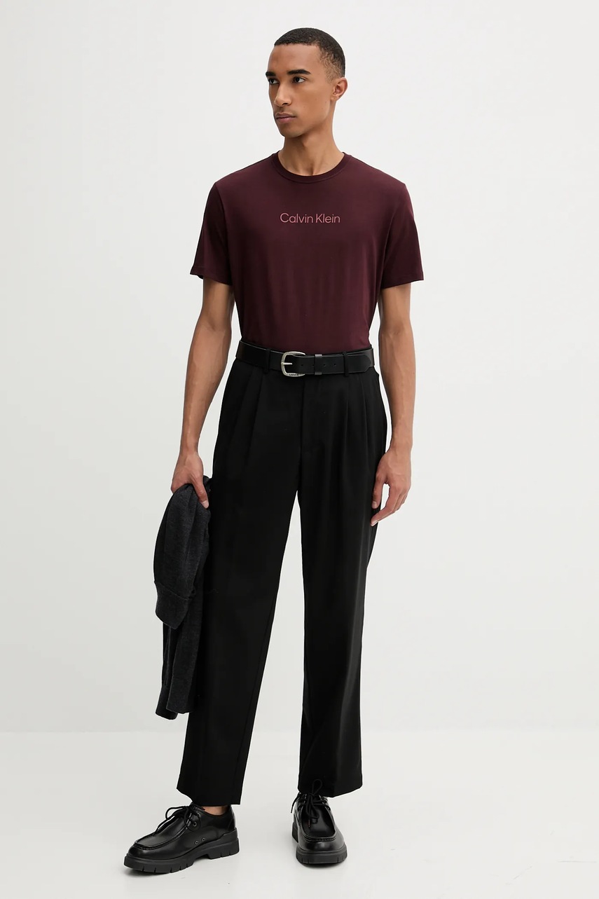 Хлопковая футболка Calvin Klein цвет бордовый с принтом LV04LD230G