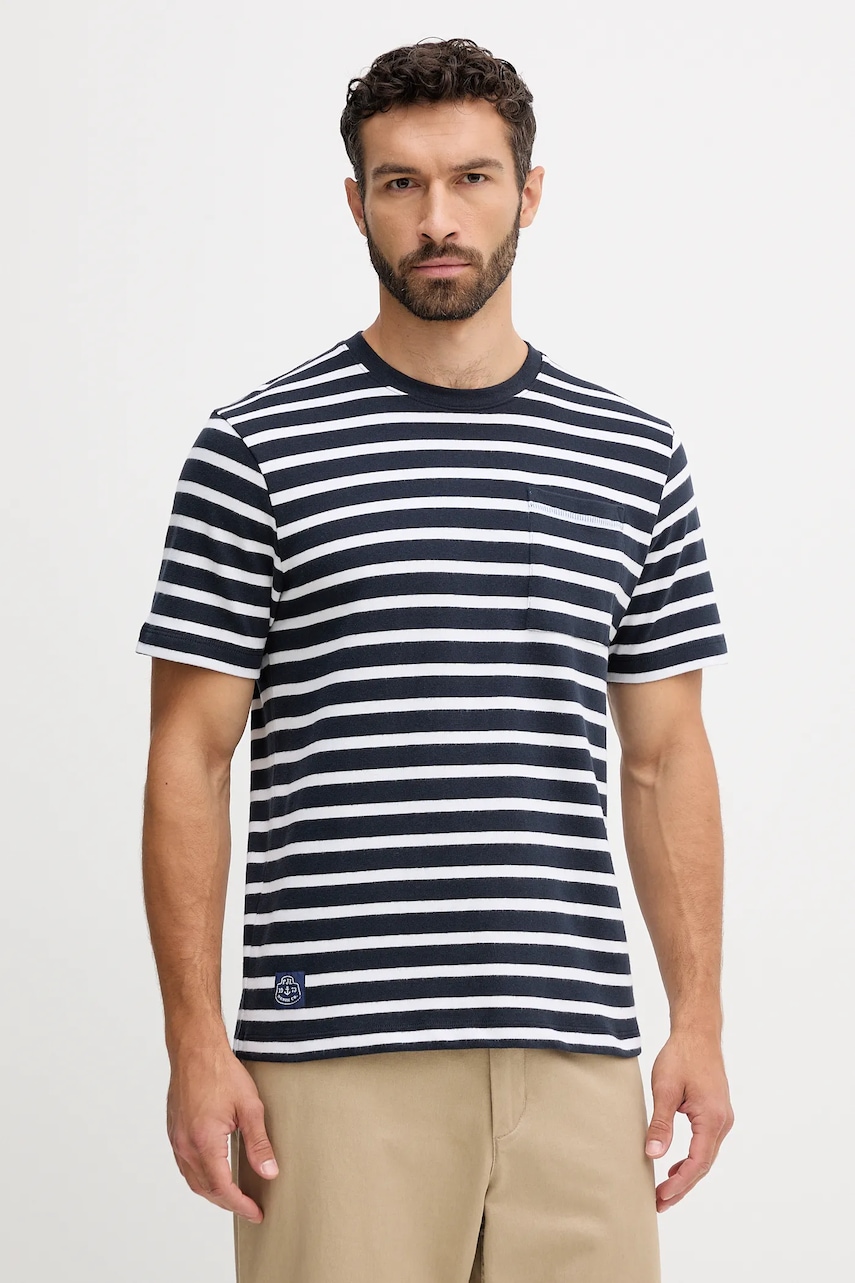 Pepe Jeans tricou din bumbac culoarea bleumarin, cu imprimeu, PM5010085