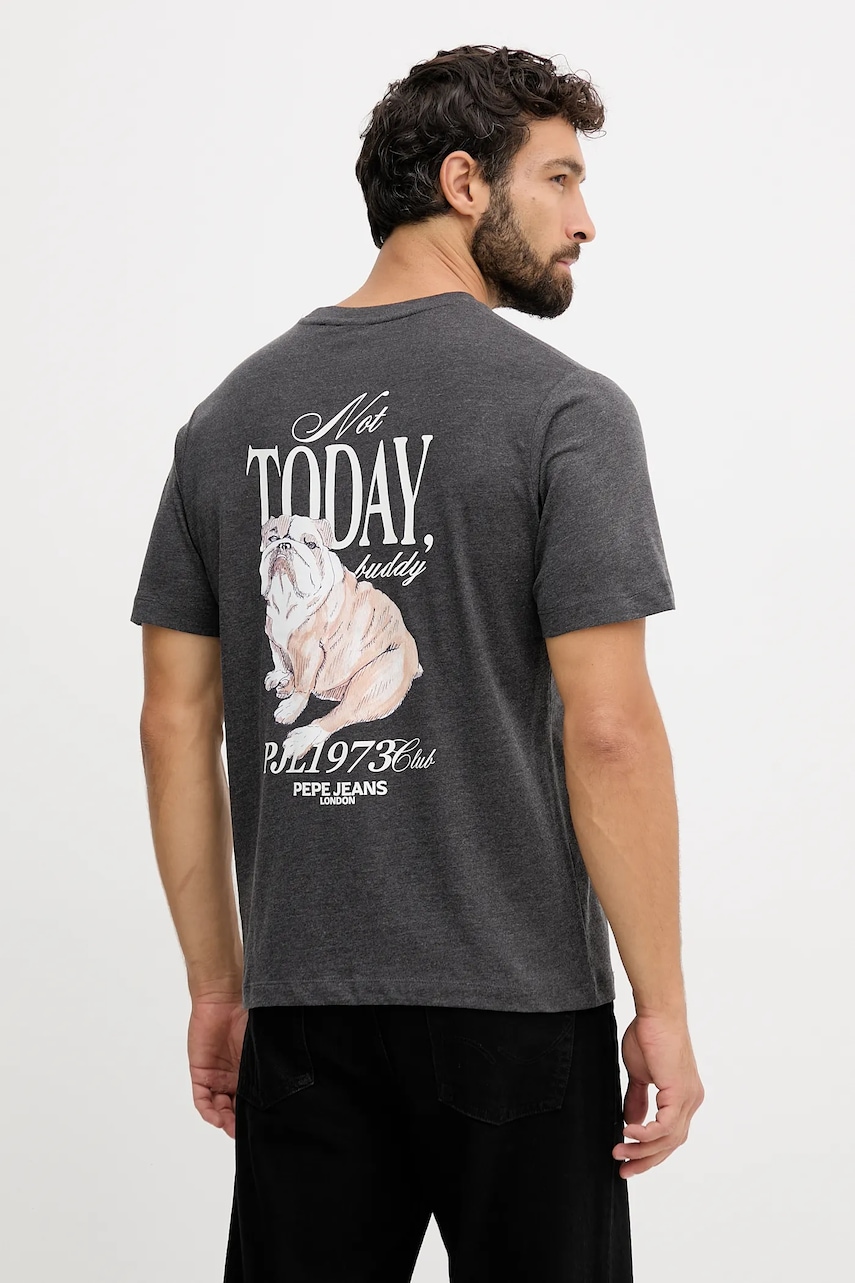 Pepe Jeans tricou din bumbac culoarea gri, cu imprimeu, PM5010090
