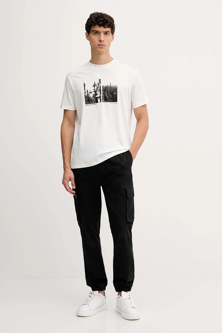 Хлопковая футболка Armani Exchange цвет белый с принтом XM001461 AF10358 Хлопковая футболка Armani Exchange цвет белый с принтом XM001461 AF10358