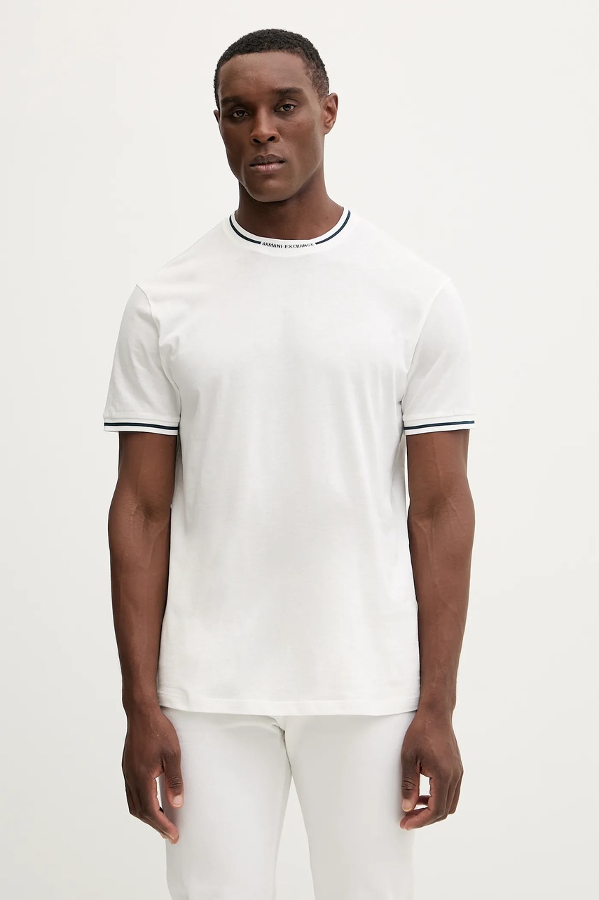 Armani Exchange tricou culoarea alb, uni, XM001467 AF10356