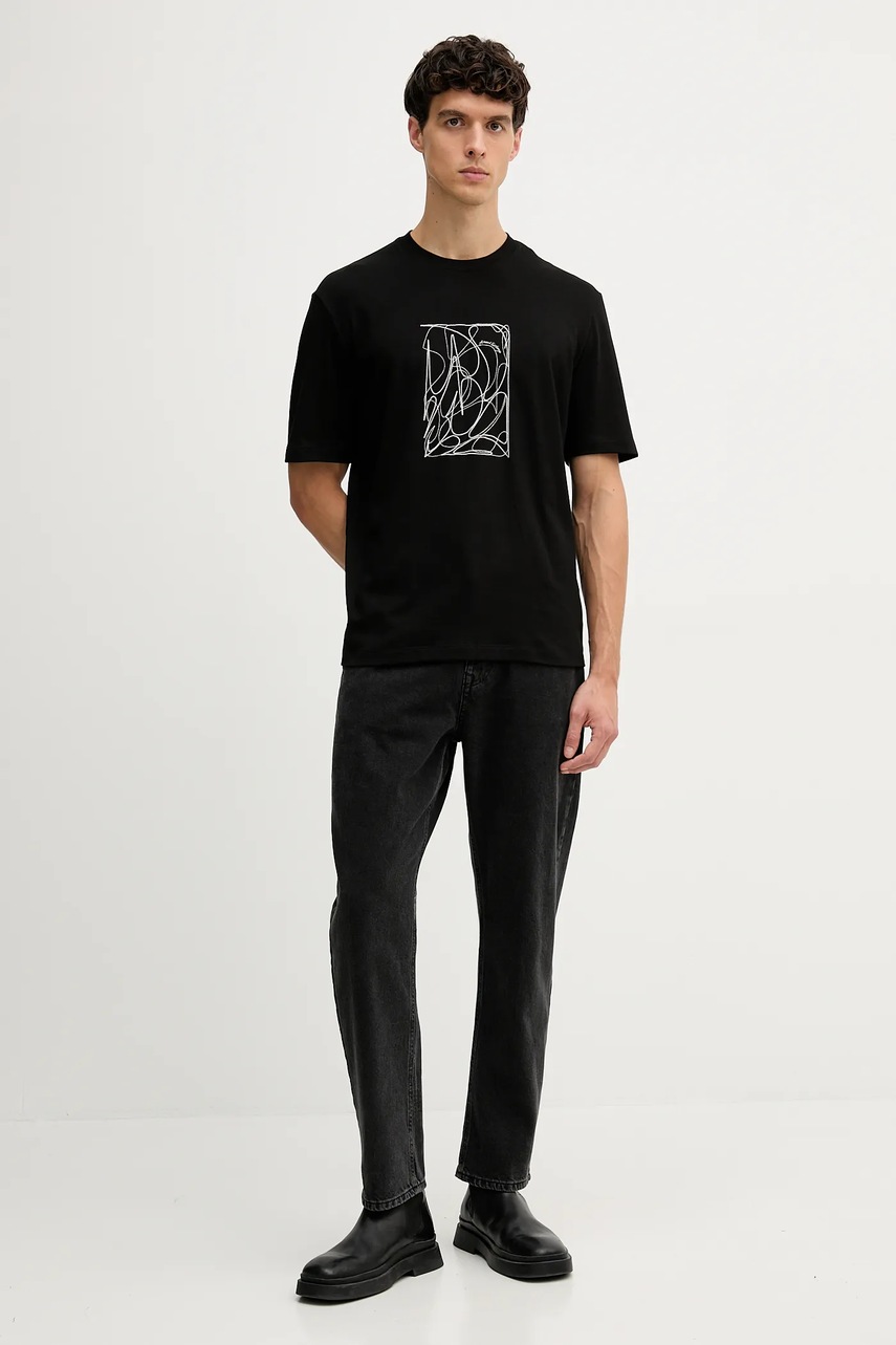 Хлопковая футболка Armani Exchange цвет чёрный с аппликацией XM001468 AF10362