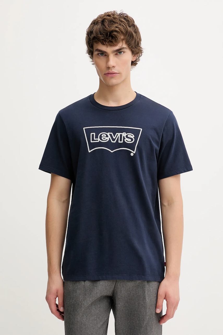 Levně Bavlněné tričko Levi's pánské, modrá barva, 22491