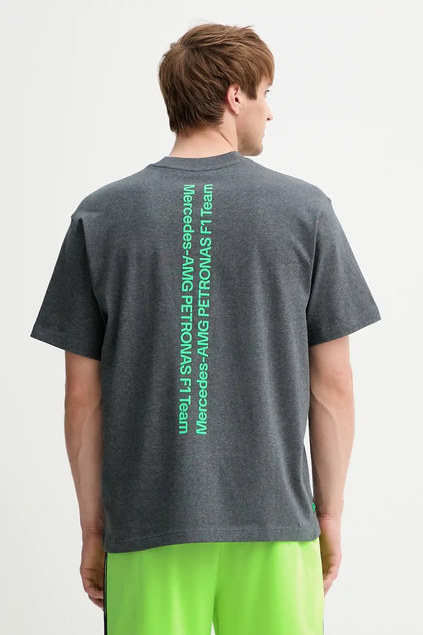 adidas tricou din bumbac x Mercedes culoarea gri, cu imprimeu, JX8775