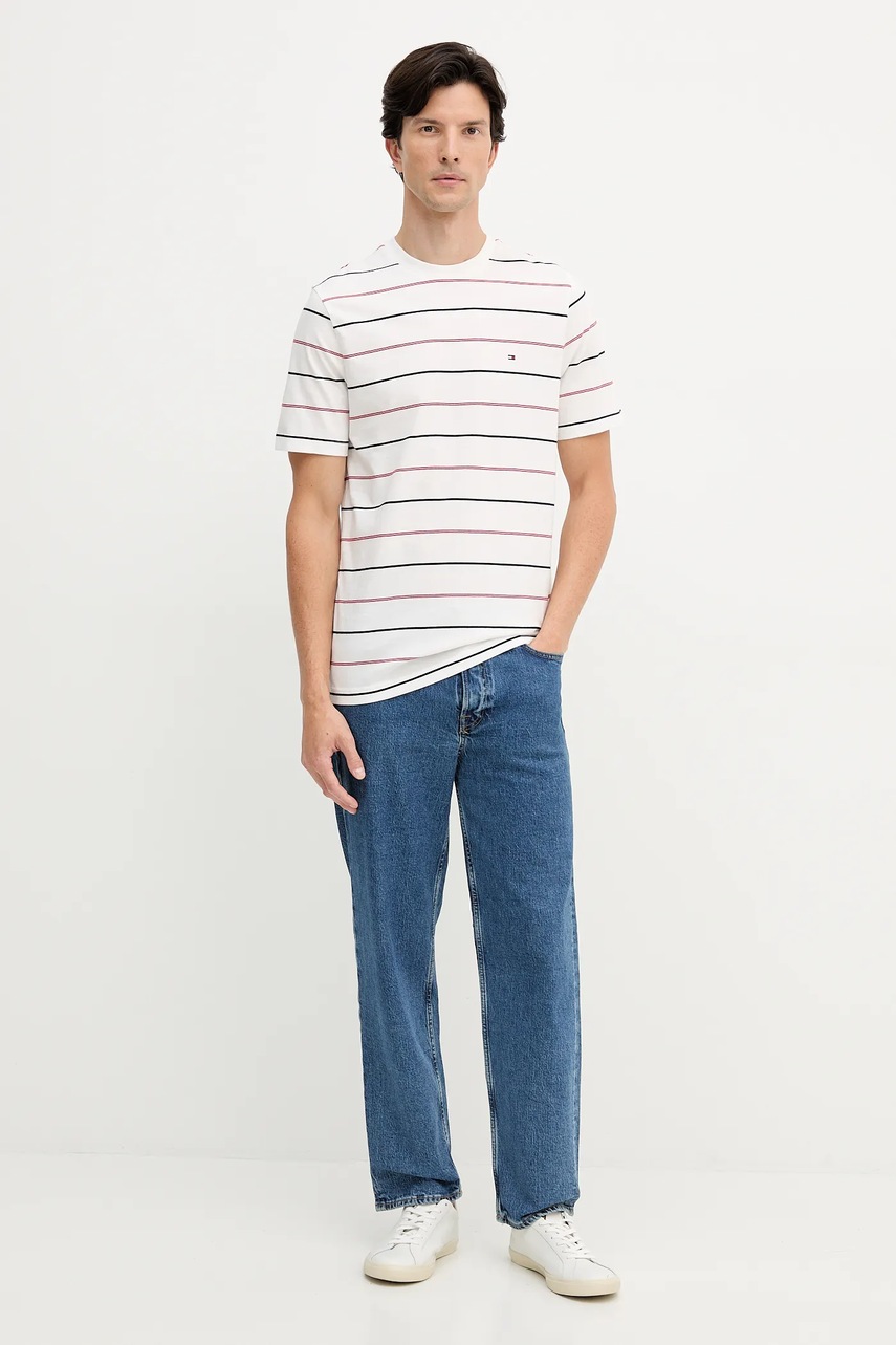 Хлопковая футболка Tommy Hilfiger цвет белый узор MW0MW40923 Хлопковая футболка Tommy Hilfiger цвет белый узор MW0MW40923