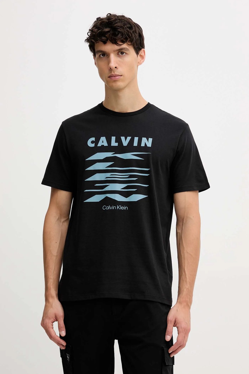 Levně Bavlněné tričko Calvin Klein Jeans pánské, černá barva, s potiskem, LV04RD815G
