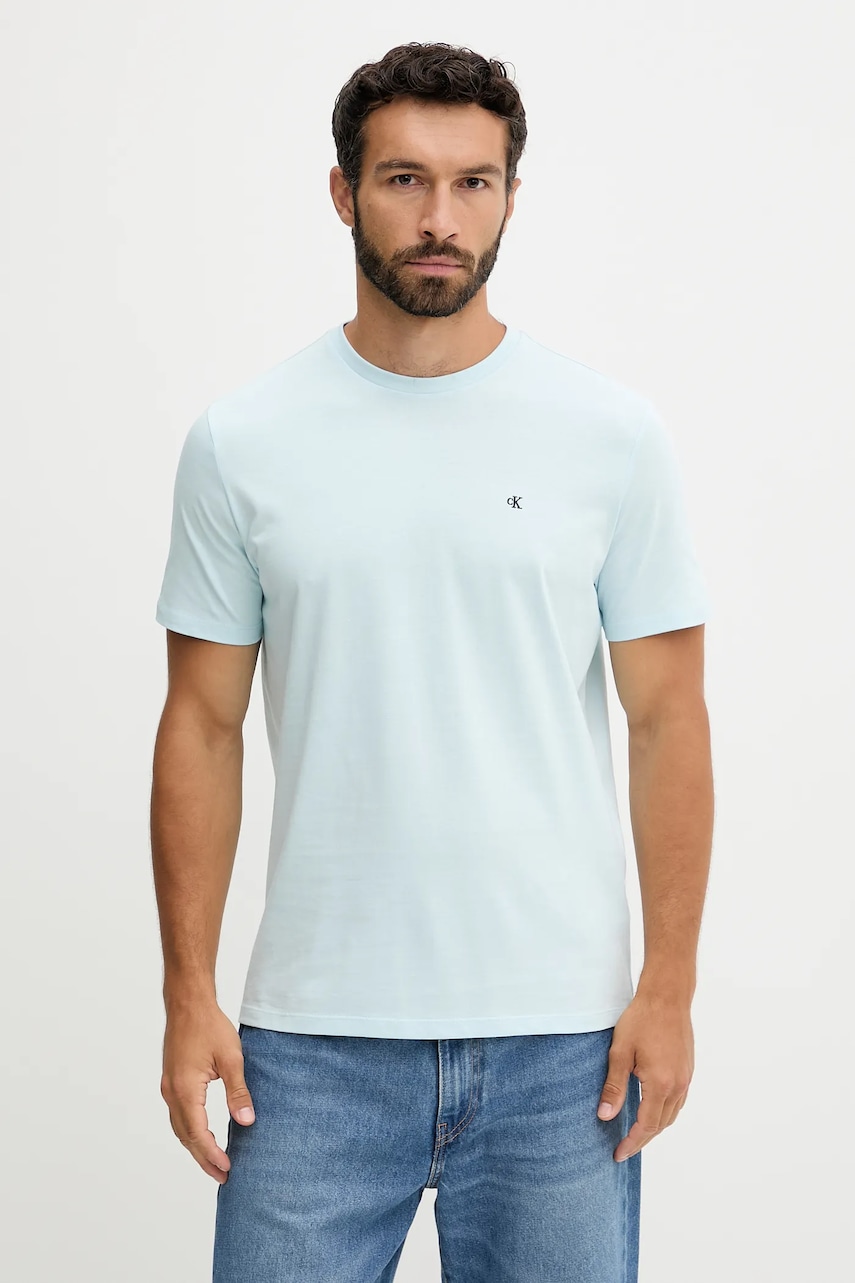 Levně Bavlněné tričko Calvin Klein Jeans pánské, modrá barva, LV04RD254G