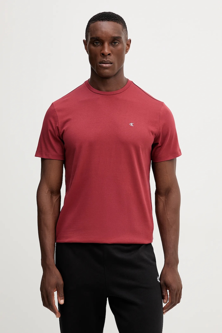 Levně Bavlněné tričko Calvin Klein Jeans pánské, červená barva, LV04RD254G