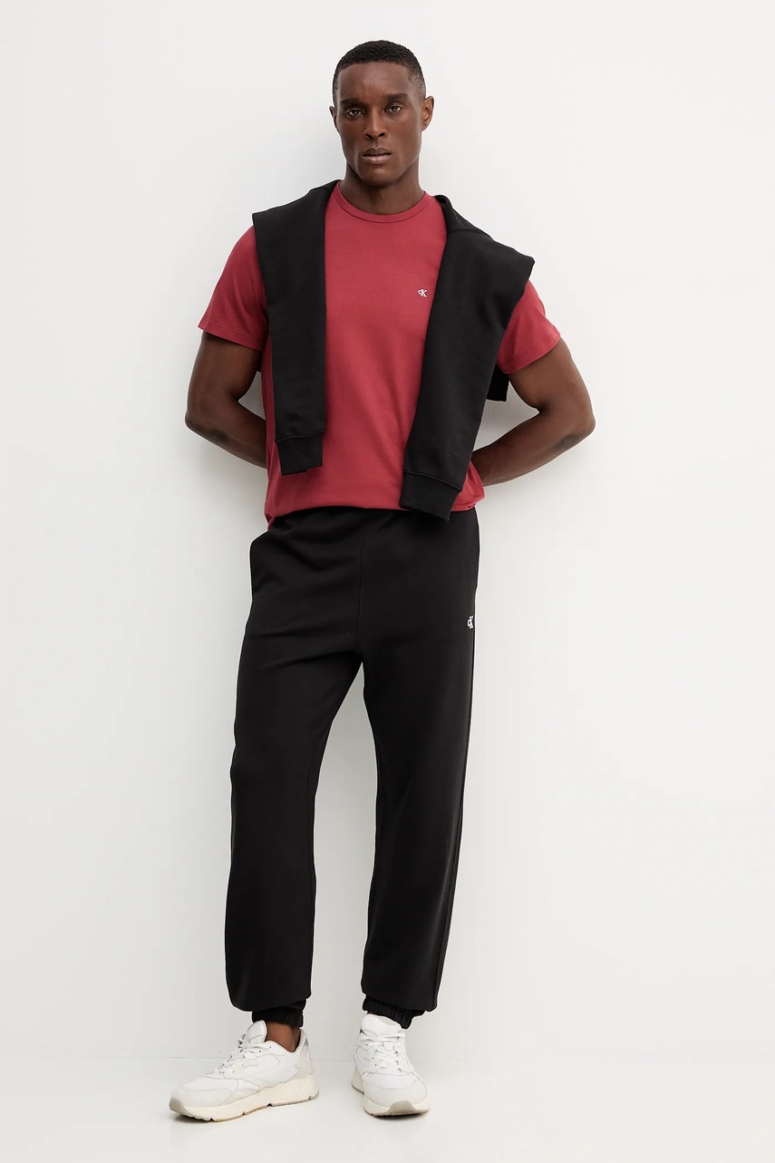 Хлопковая футболка Calvin Klein Jeans цвет красный однотонная LV04RD254G