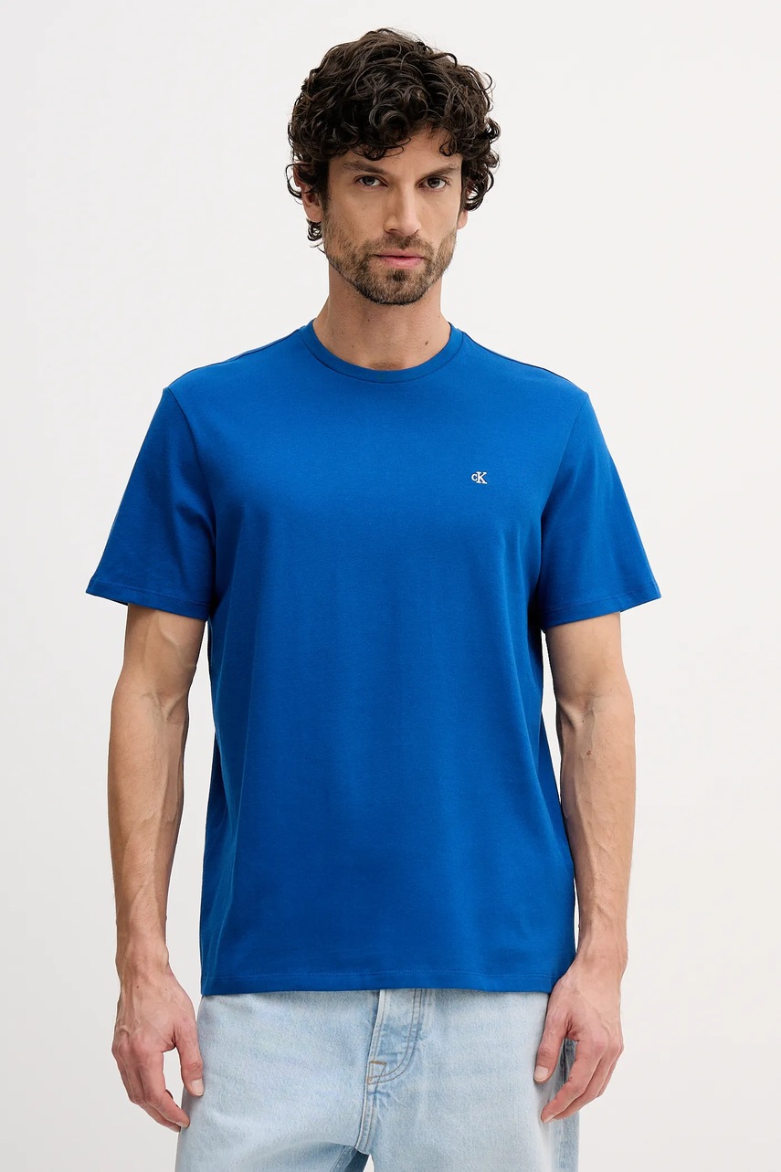Levně Bavlněné tričko Calvin Klein Jeans pánské, modrá barva, LV04RD254G