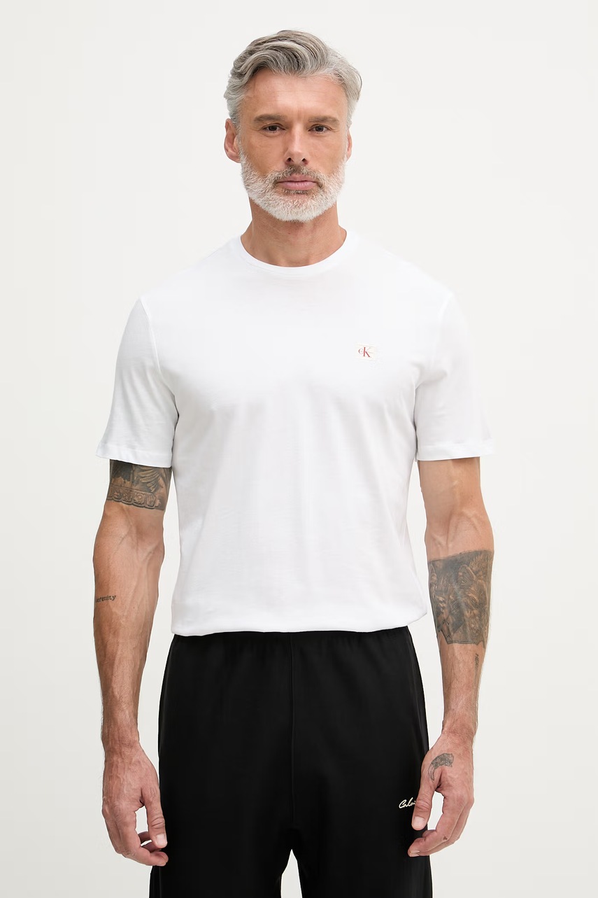Calvin Klein Jeans t-shirt ανδρικό βαμβακερό 2-pack LV04RD248G λευκό M,L,S,XL,2XL
