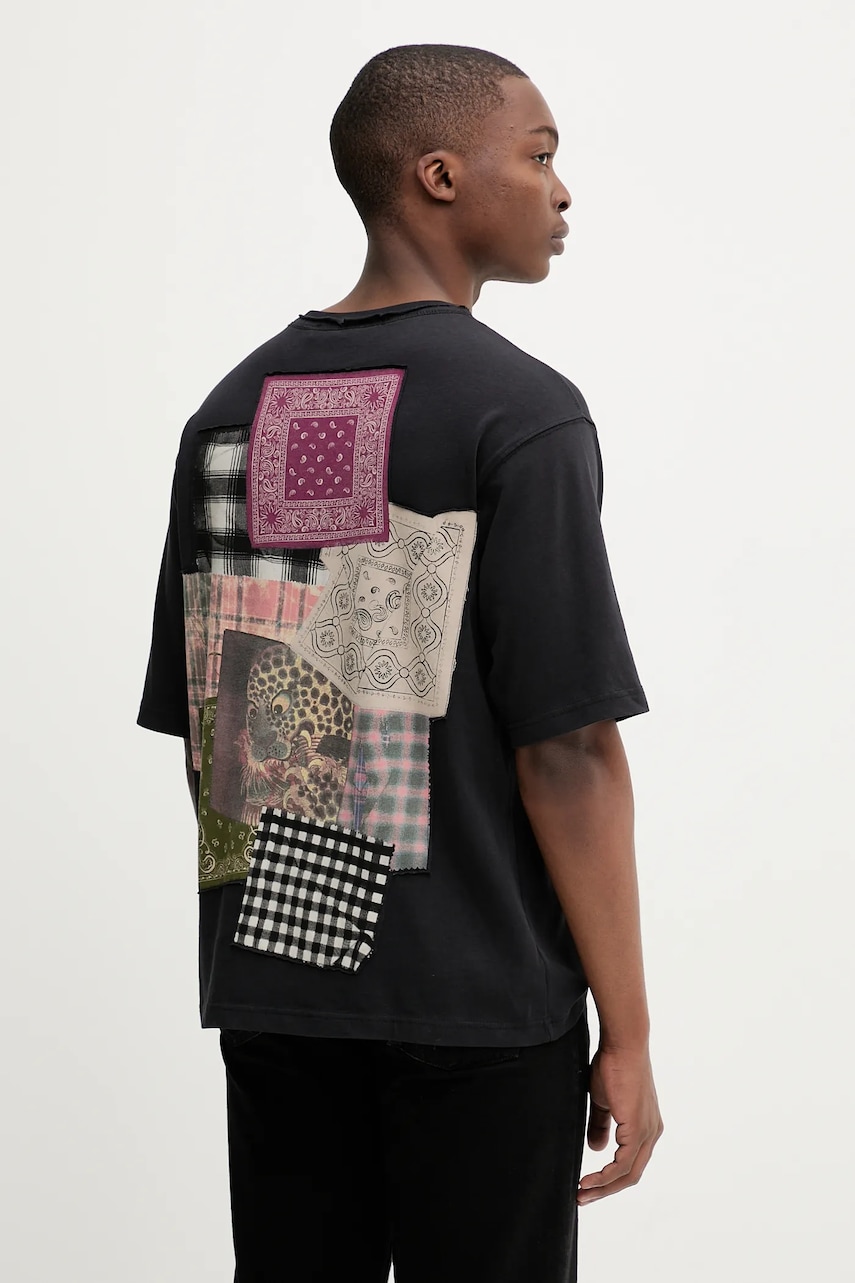 Desigual tricou din bumbac COMO culoarea negru, cu imprimeu, 25WMTK33