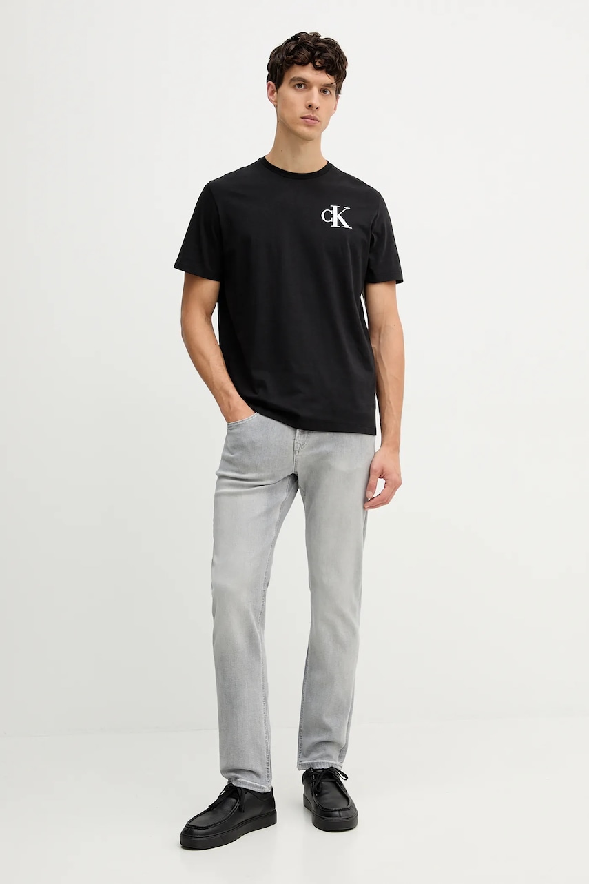 Хлопковая футболка Calvin Klein Jeans цвет чёрный однотонная LV04RD865G