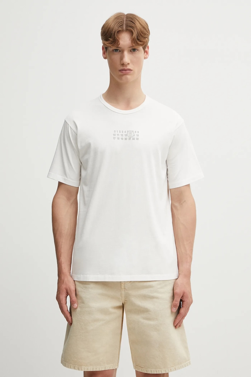 MM6 Maison Margiela tricou din bumbac culoarea alb, cu imprimeu, SH0GC0057.S24312.101
